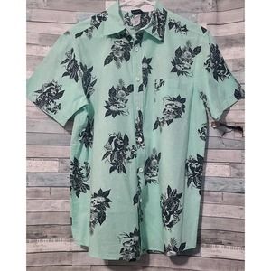 MENS M STAR WARS DARTH VADER GREEN FLORAL HAWAIIAN SHIRT